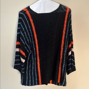 Striped Black and Orange Women's mesh Sweater
